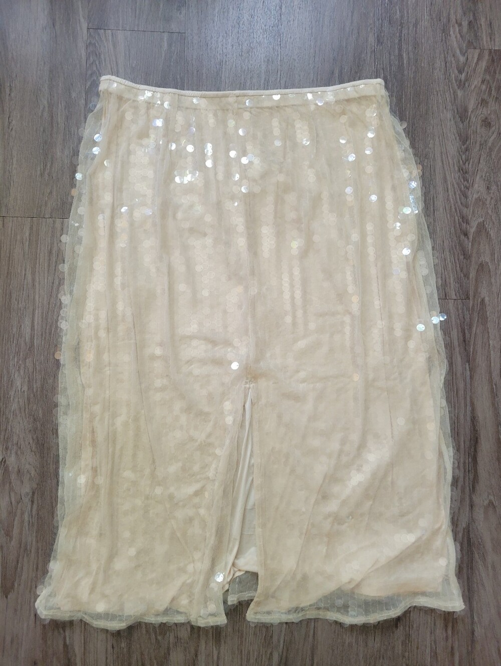 NWT Old Navy Paillette Sequin Midi Skirt Champagne Cream Bridal Party Evening XL - Picture 5 of 10